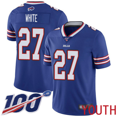 Youth Buffalo Bills #27 Tre Davious White Royal Blue Team Color Vapor Untouchable Limited Player 100th Season NFL Jersey->youth nfl jersey->Youth Jersey
